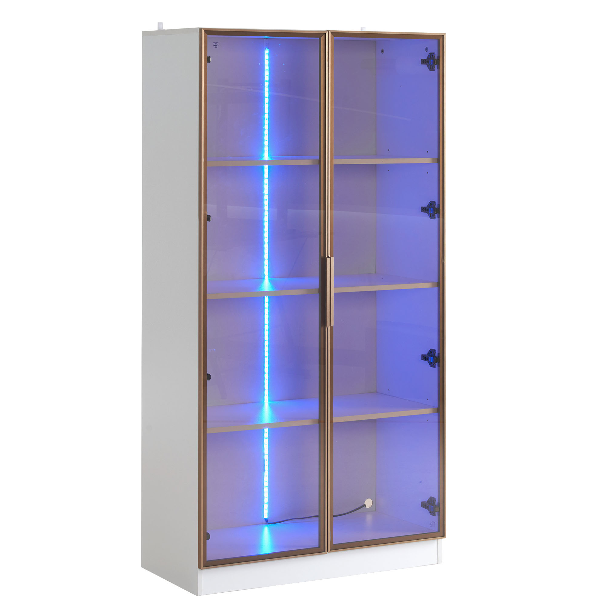 Stilvora Vitrine Wohnzimmer Mit 4 Türen, 2 Schubladen, Verstellbaren Regalböden Und Led, Aus Spanplatte, Weiß