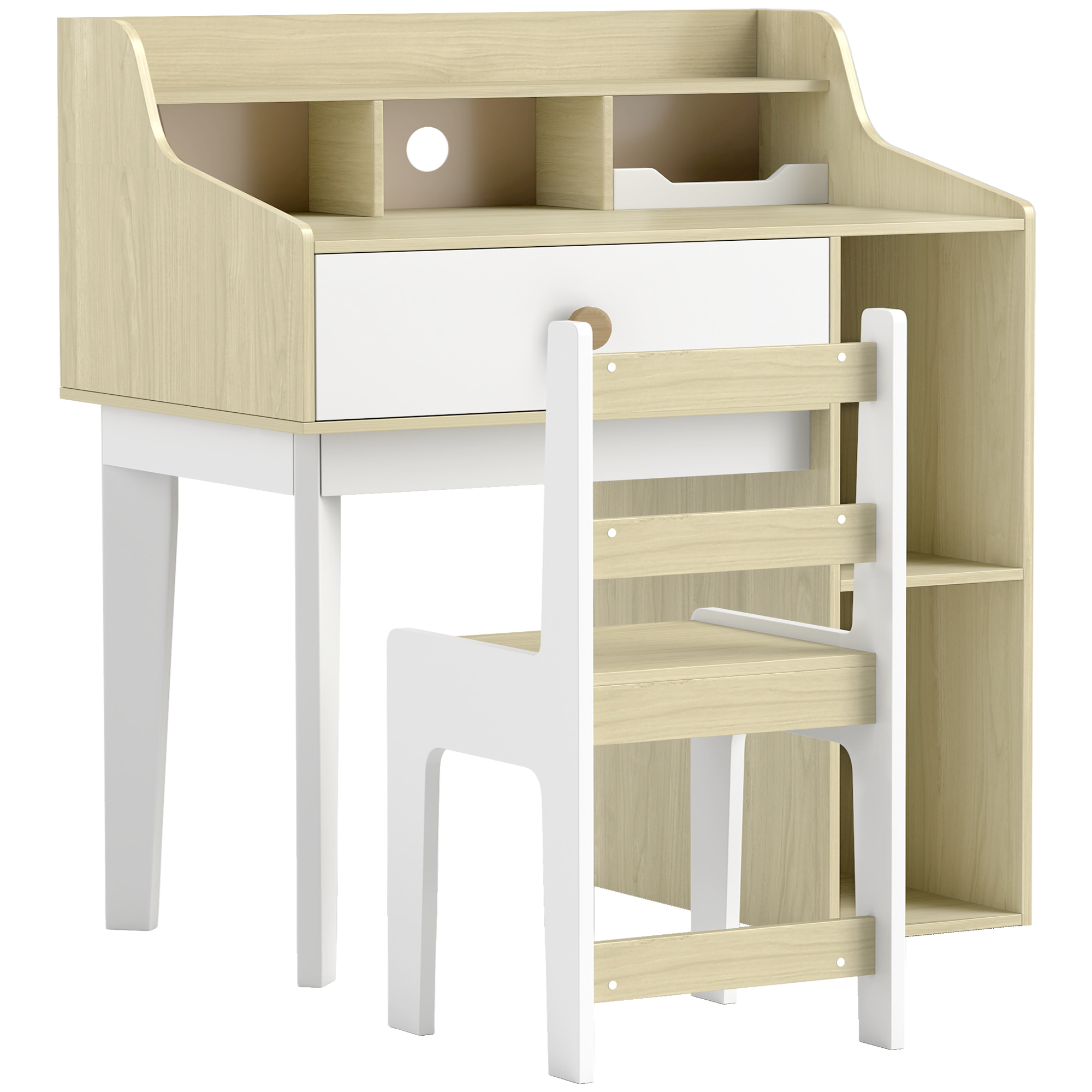 Ensemble Bureau Et Chaise En Bois Pour Enfants Avec Étagère Tiroir 3 10