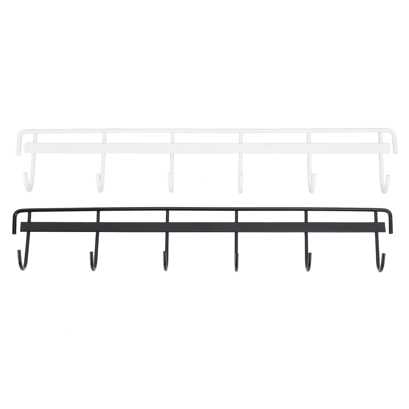 Porte-manteau mural en acier inoxydable 304, 6 crochets, lot de 2, noir et blanc