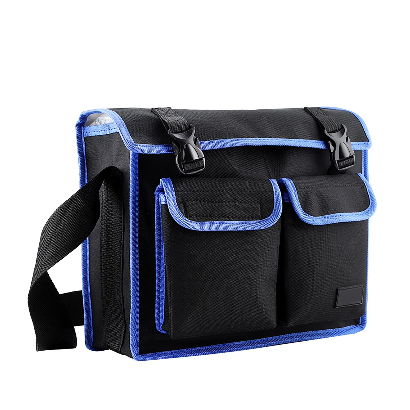 Sacoche porte-outils en tissu Oxford épais avec bandoulière, organiseur pour électricien et réparateur, bleu