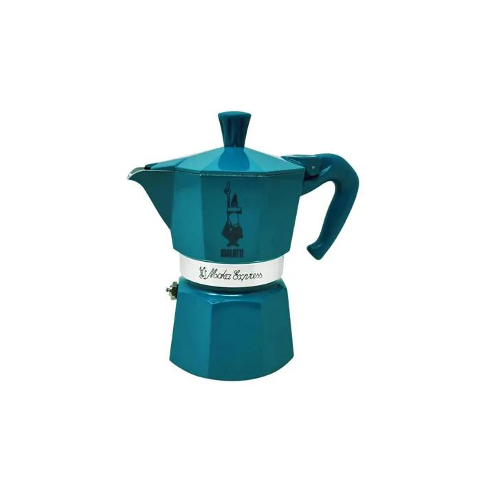 Bialetti Blau Moka Express Zima Kaffeemaschine Türkis 3 Tassen