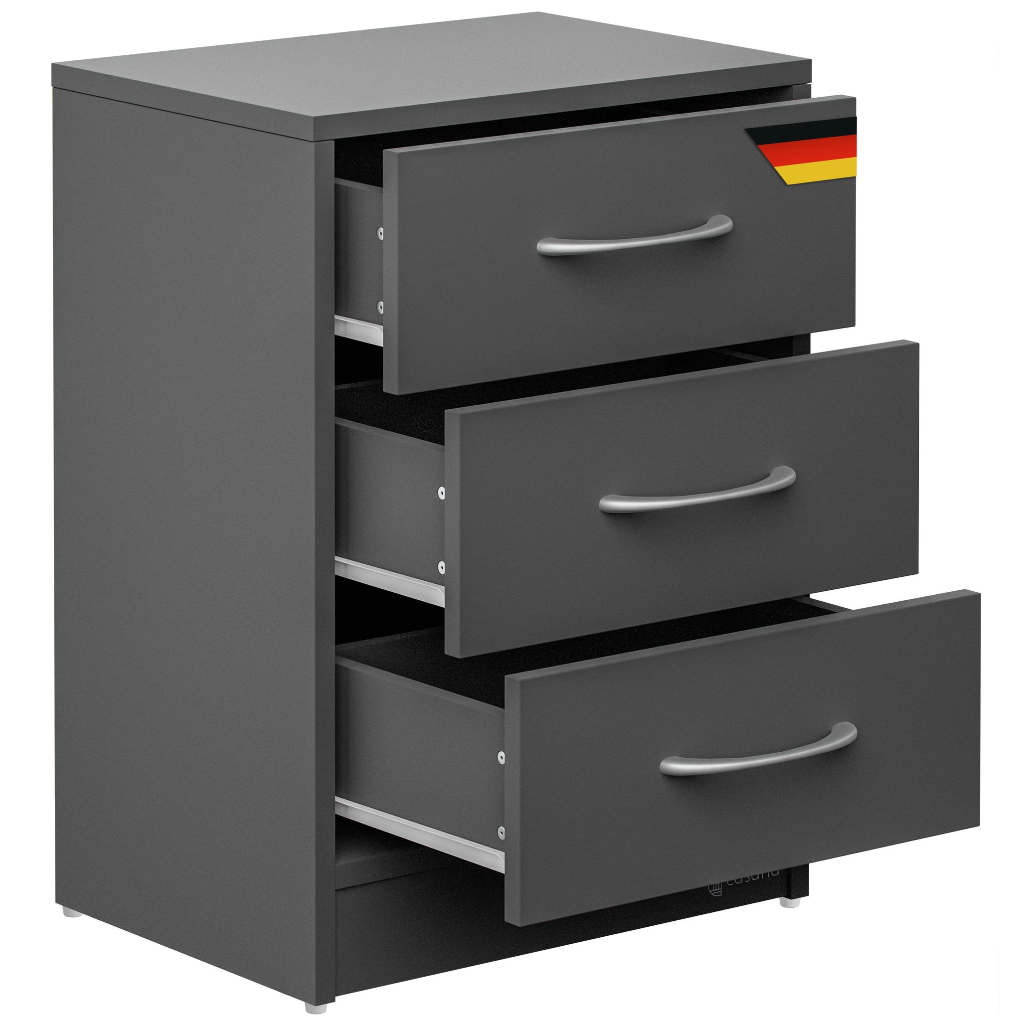 Nachttisch Eloise 3 Schubladen Kabelführung Wandbefestigung Boxspringbett Schlafzimmer Nachtschrank Nachtkonsole Nachtkommode Holz 54x39x28cm Anthrazit - Casaria
