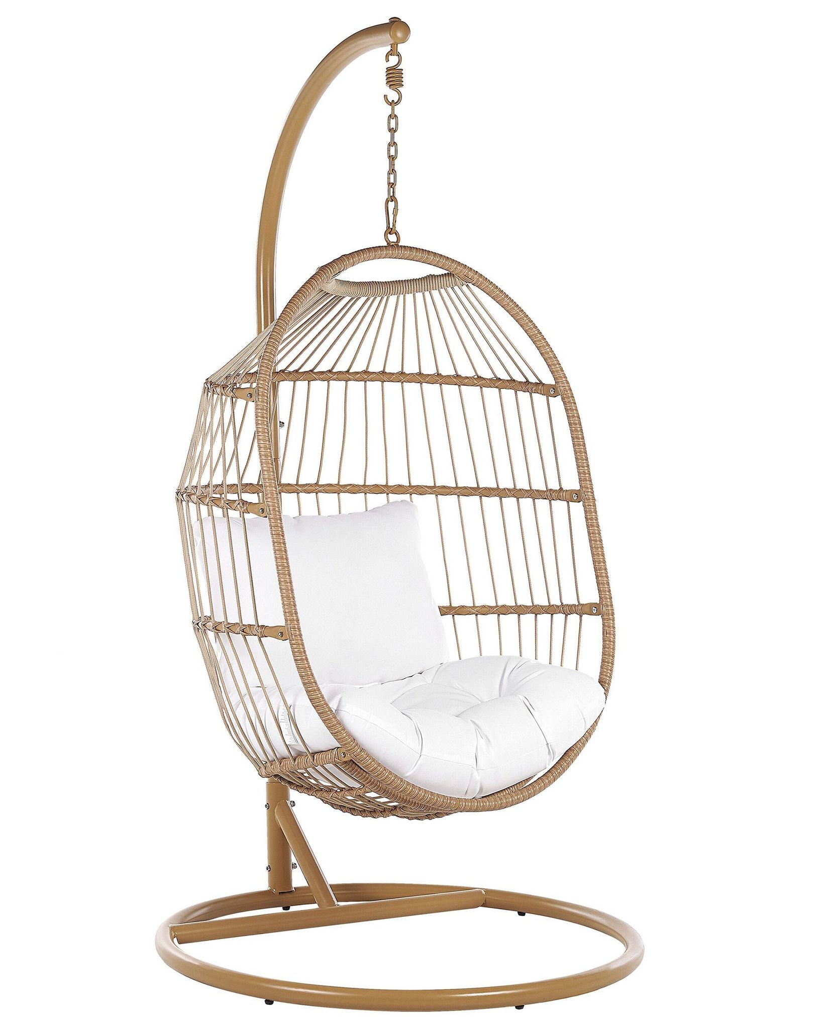 Beliani Hanging Chair With Stand Alba Pe Rattan Natural