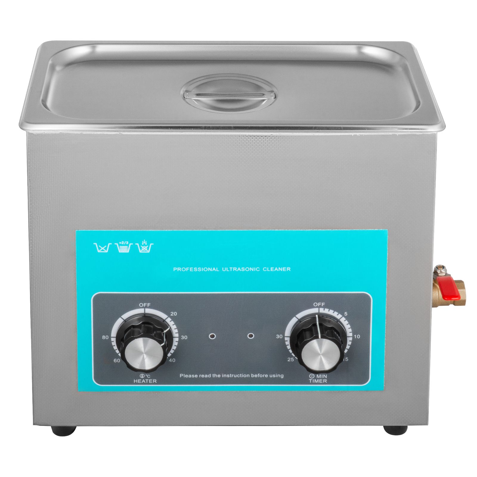Nettoyeur à ultrasons 6 L en acier inoxydable 304, 40 kHz, 180 W, chauffage 0-80 °C et minuteur 0-30 min