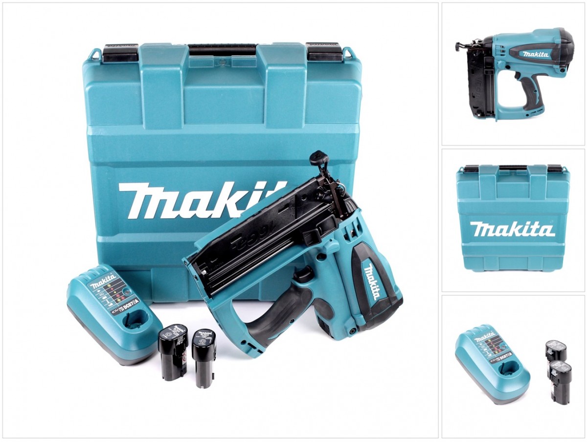 Makita Akku-Gas-Stauchkopfnagler Gf600se, 7,2V. 2X 1,5 Ah Und Ladegerät