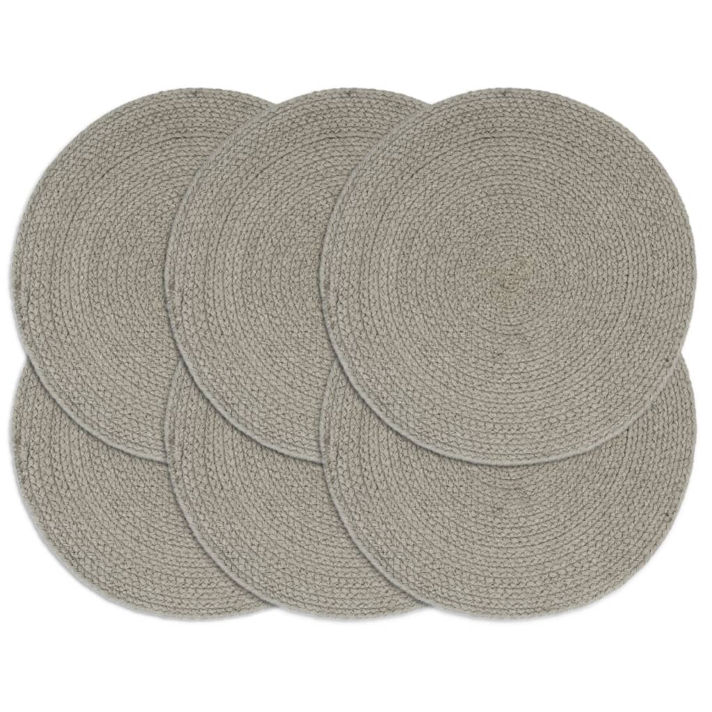 Vidaxl Tischsets 6 Stk. Grau 38 Cm Rund Baumwolle