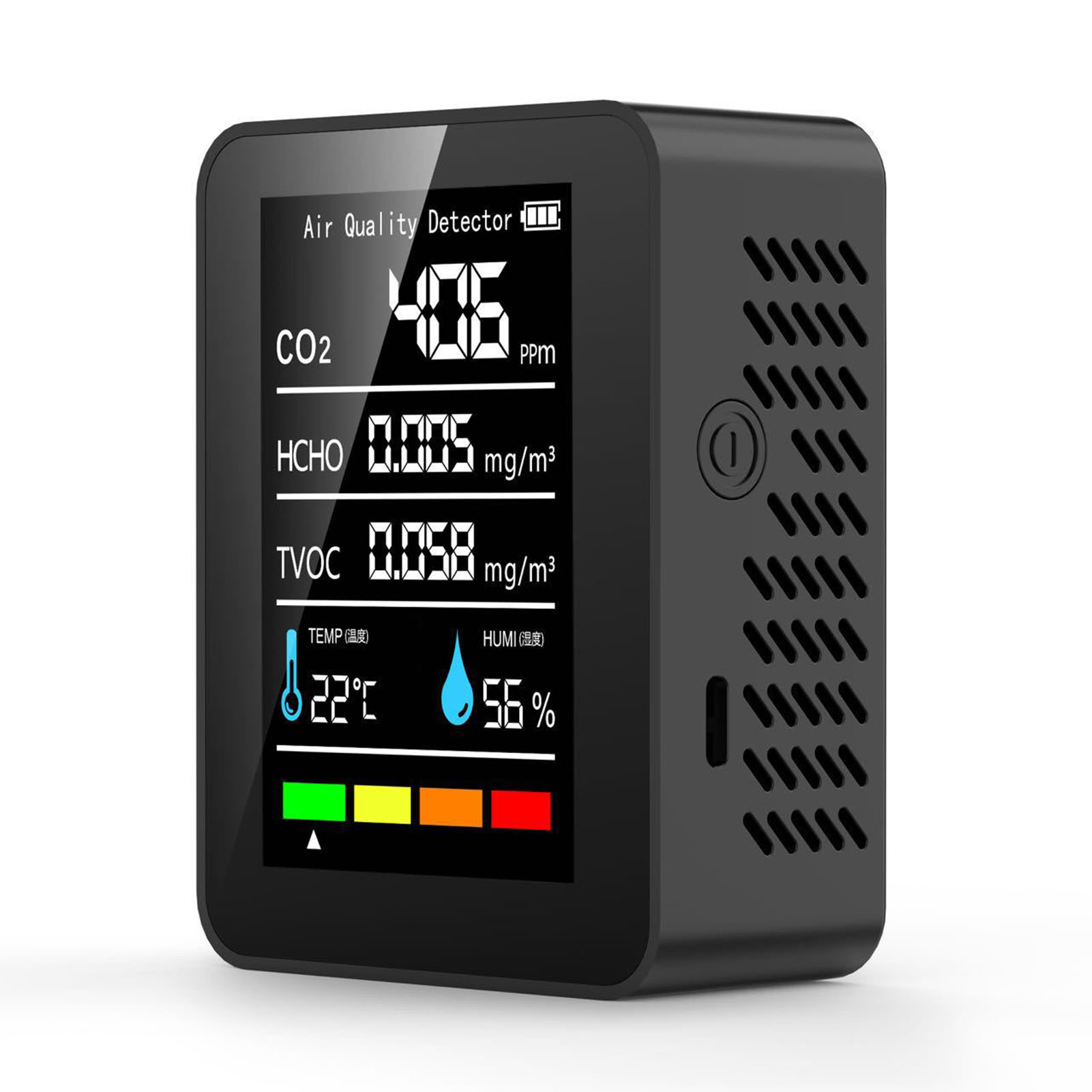 Rilevatore Di Formaldeide, Sensore Tvoc, Co2 E Pm2.5, Misuratore Di Temperatura, Umidità E Qualità Dell'aria, 5 In 1, Nero.