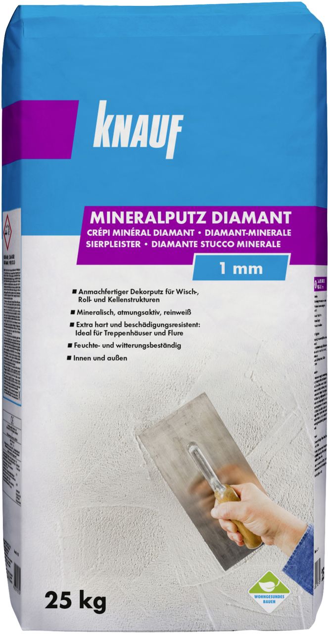 Knauf Mineralputz Diamant 25 Kg 1,0 Mm Körnung Reinweiß Putze