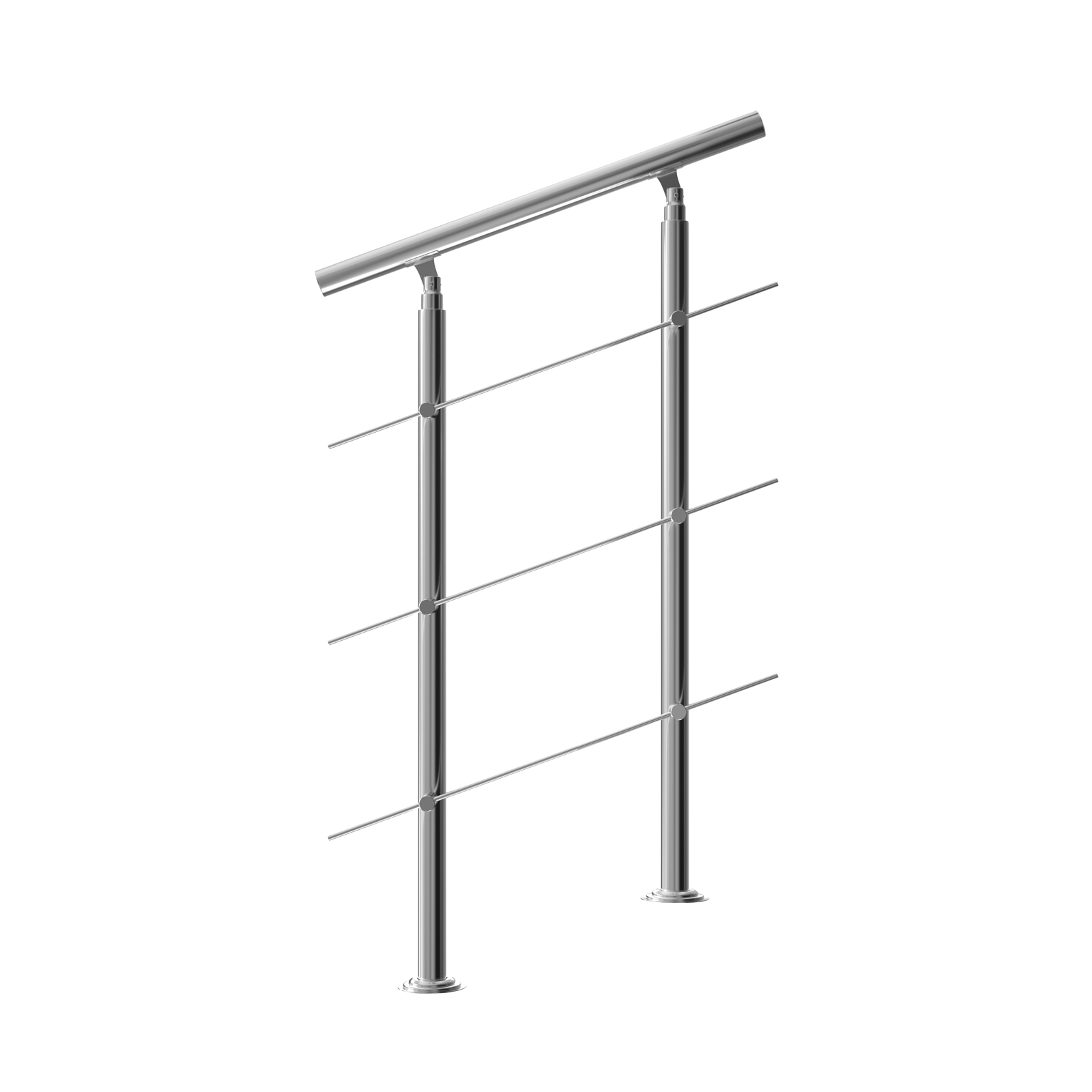 Treppengeländer Edelstahl Innen Und Außen Handlauf Geländer Brüstung Balkon 80 Cm, 3 Querstreben - Monzana