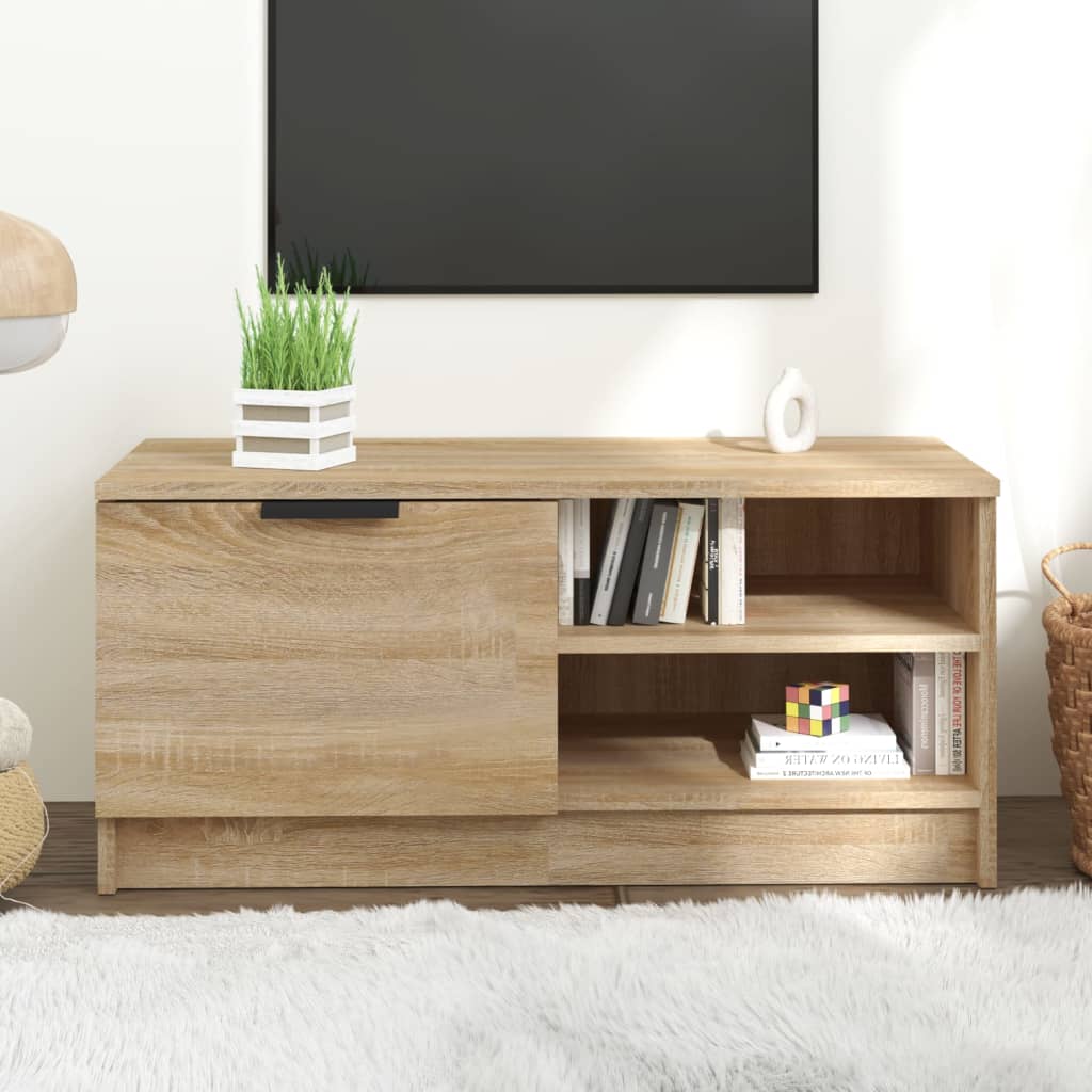 Jinlefu - Meuble Tv Chêne Sonoma 80x35x36,5 Cm Bois D'Ingénierie