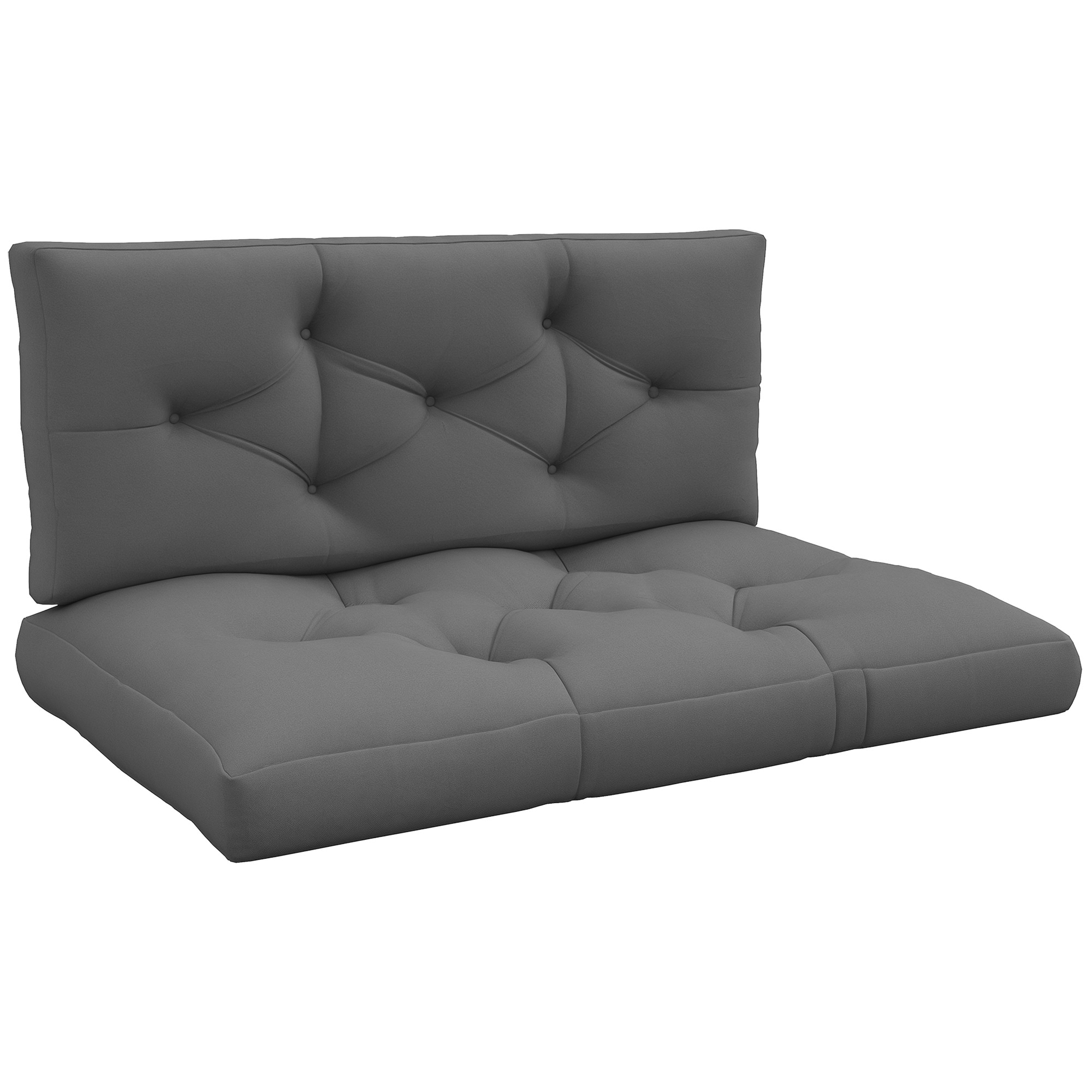 Outsunny – Ensemble De 2 Coussins Pour Canapé Palette – Coussin D'Assise 120x80x12cm – Coussin De Dossier 120x40x12cm – Tissu Polyester Haute Densité – Gris Anthracite