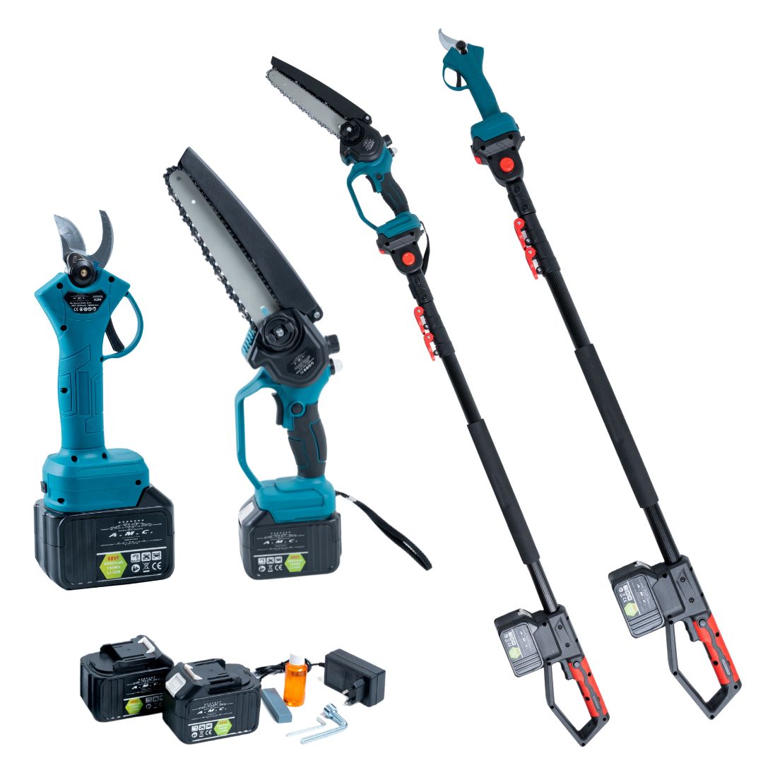 Amc - Kit Professionale Forbice Da Potatura Motosega 8 Pollici Con Asta Telescopica AMC