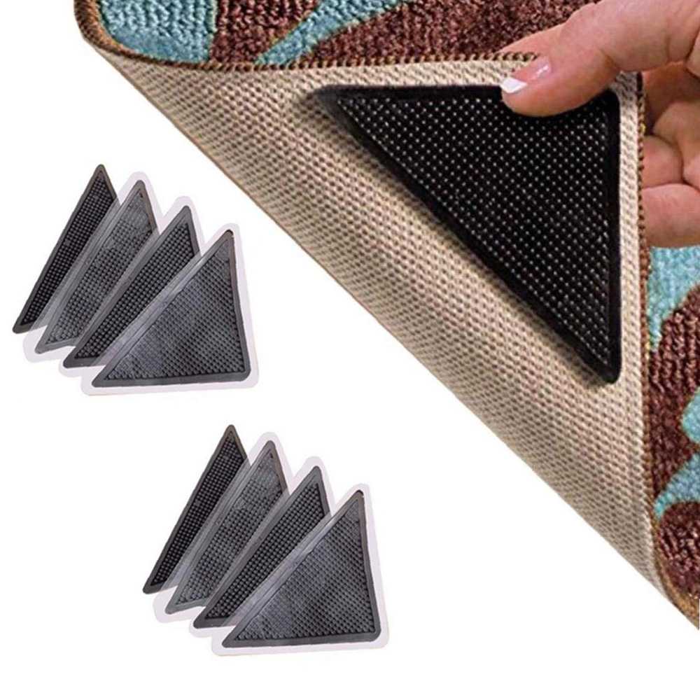 Patins antidérapants réutilisables pour tapis, 15 x 10,5 cm, épaisseur 0,2 mm, lot de 8