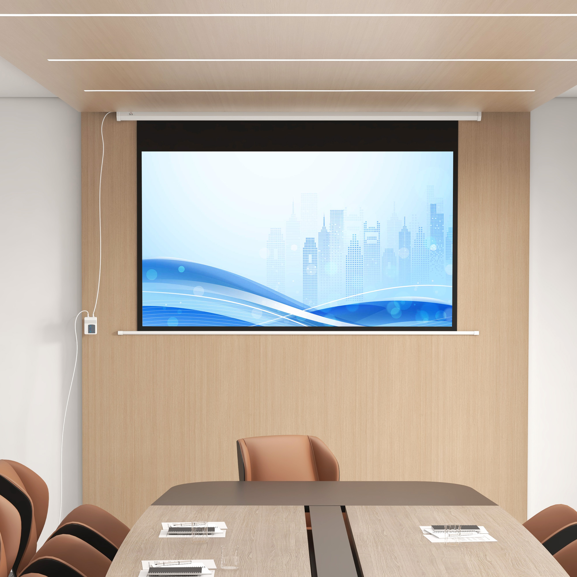 Schermo Per Proiettore 84 Pollici 16:9, Telo Proiettore Motorizzato Con Telecomando, Montaggio A Muro E Soffitto, 215x8x140cm, Bianco