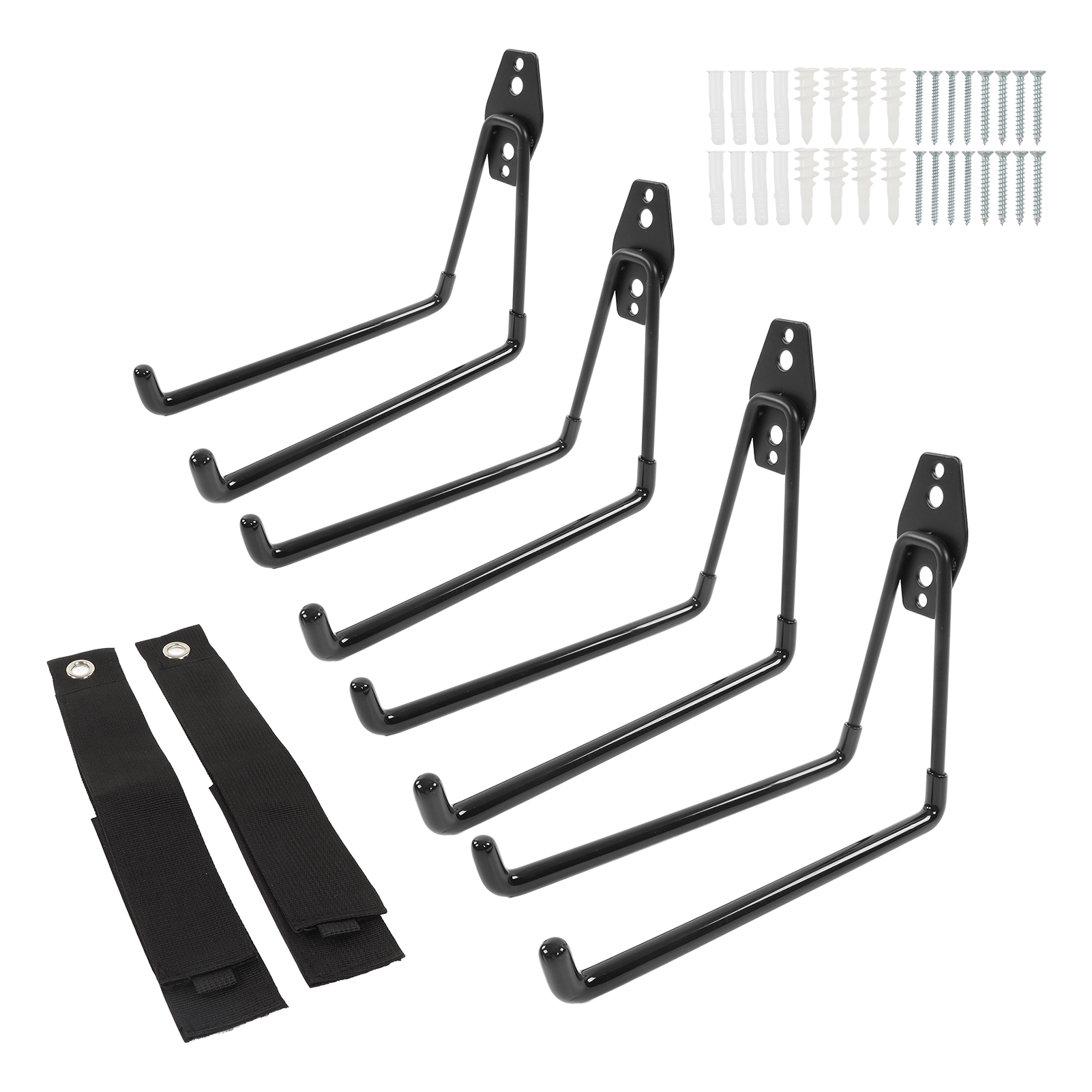Crochets muraux doubles tiges 19 cm pour garage et atelier, fer et PVC, vis incluses, lot de 4