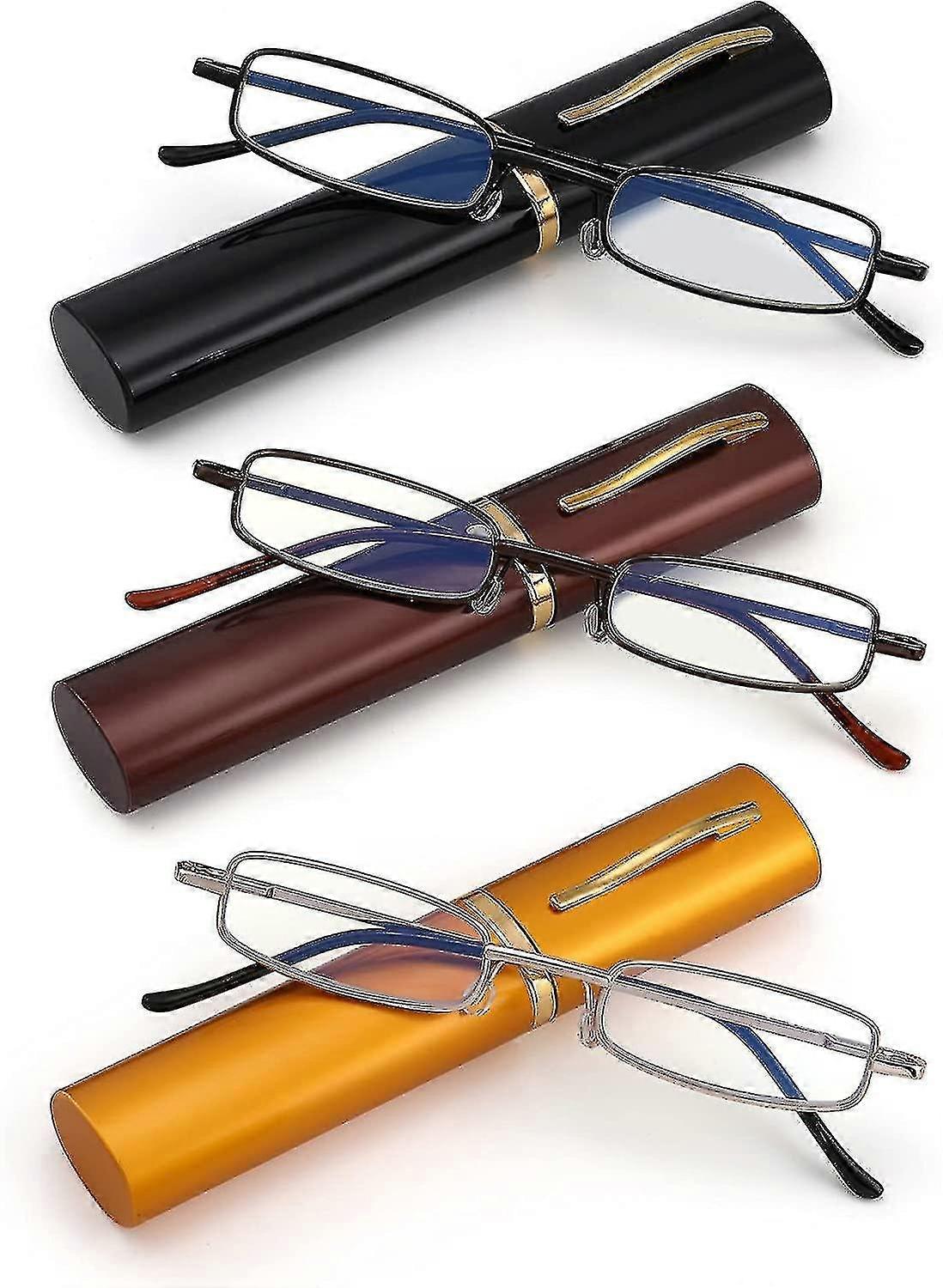 Lunettes de lecture fines avec filtre lumière bleue, charnières à ressort, 100 dioptries, lot de 3 paires