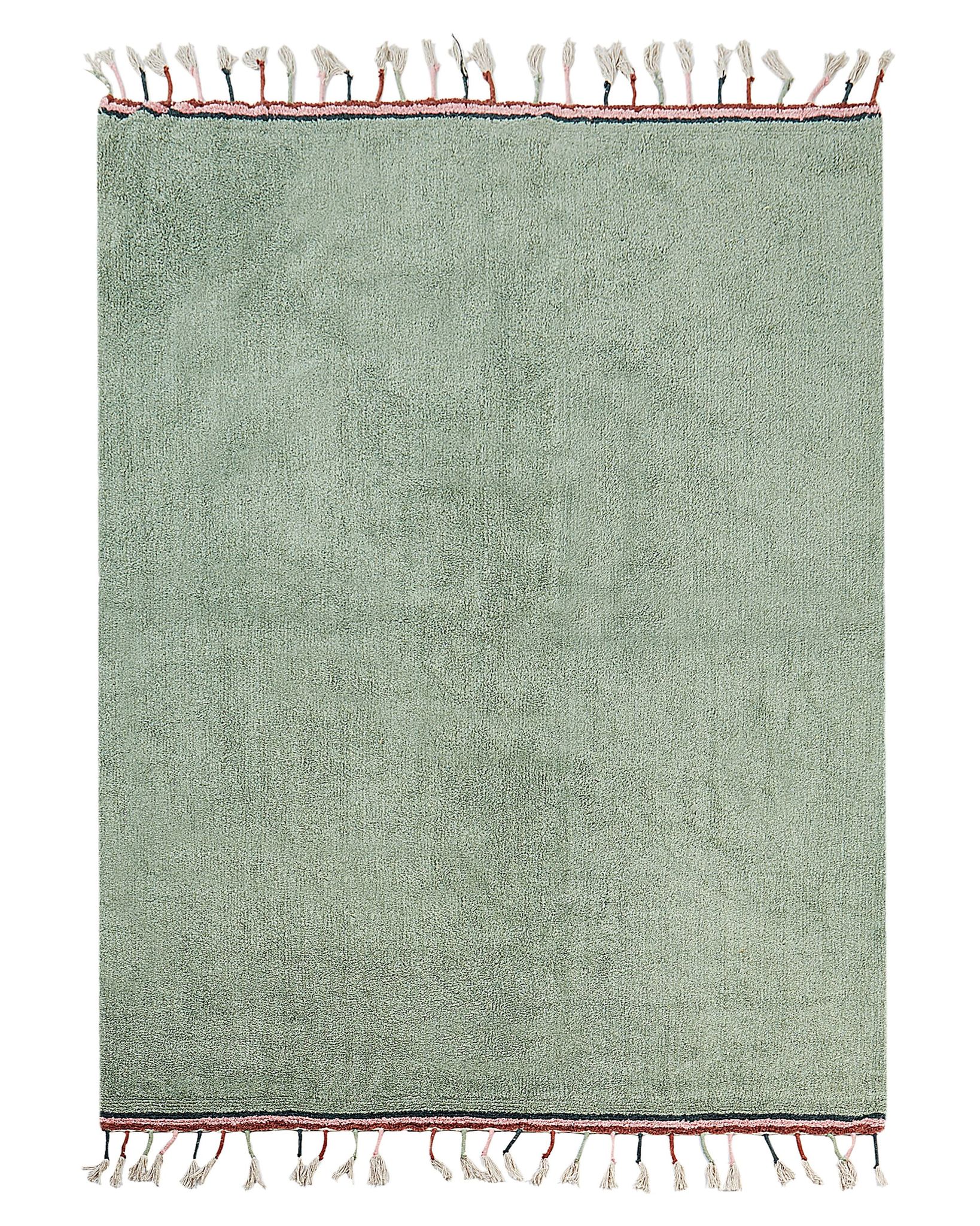 Beliani - Modern Hand Tufted Area Rug Cotton 140 X 200 Cm With Tassels For Kids Green Caparli