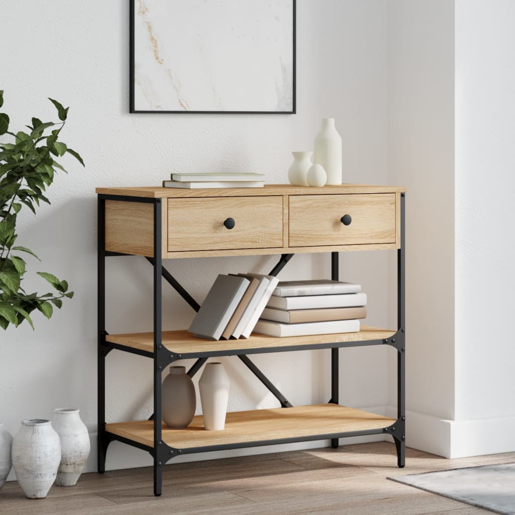 Table Console Chêne Sonoma 75x34,5x75 Cm Bois D'Ingénierie