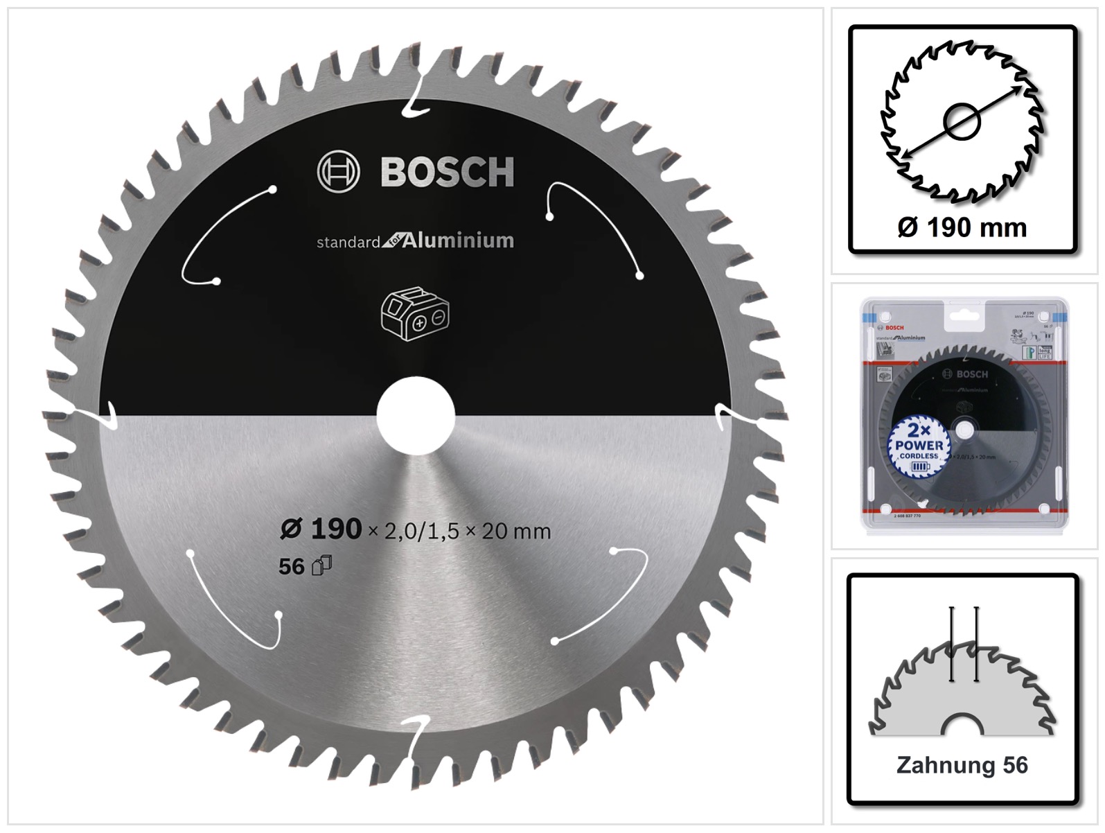 Lame de scie circulaire pour aluminium, Ø190 mm — photo de l’offre ManoMano