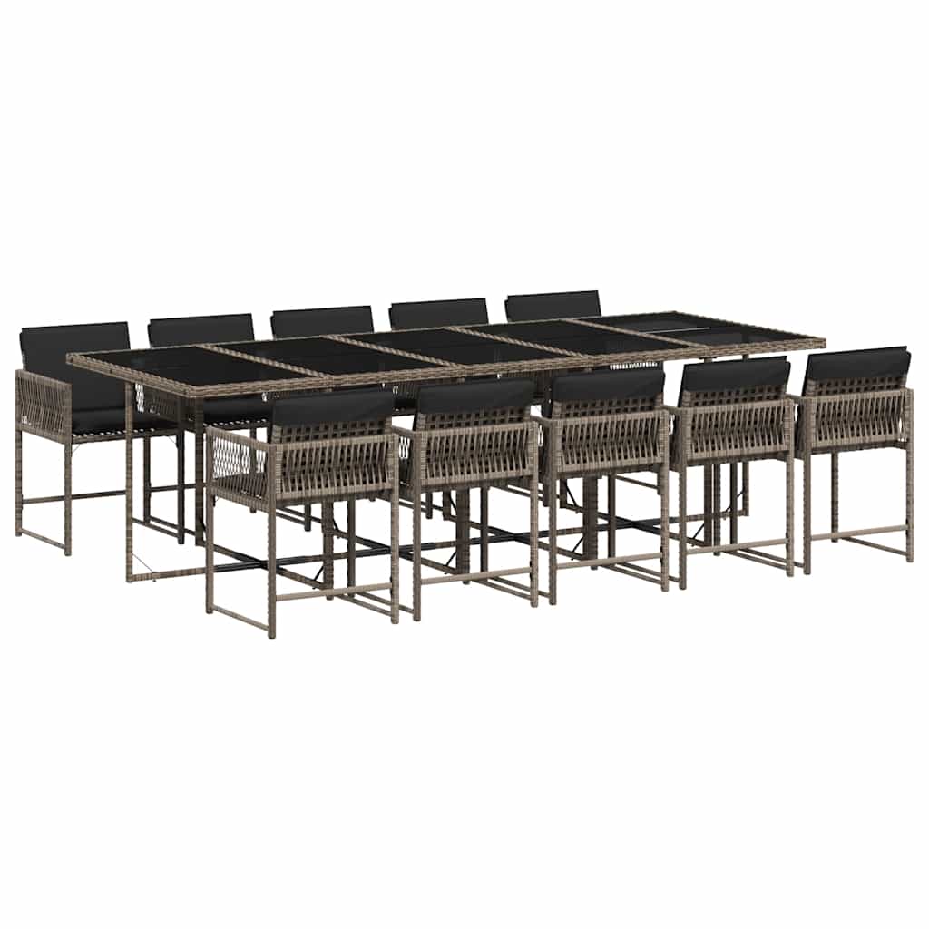Garden Dining Set Grey Pe Rattan 11 Piece Set Foldable Vidaxl
