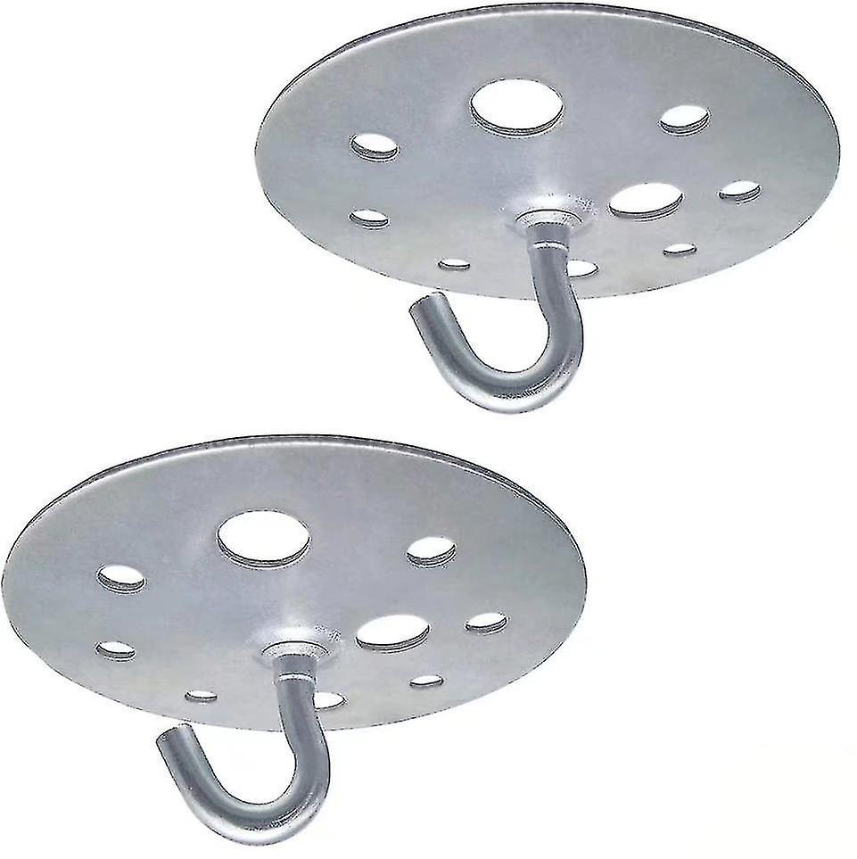 Crochet de plafond à base ronde 90 mm en fer galvanisé, charge 100 kg, lot de 2