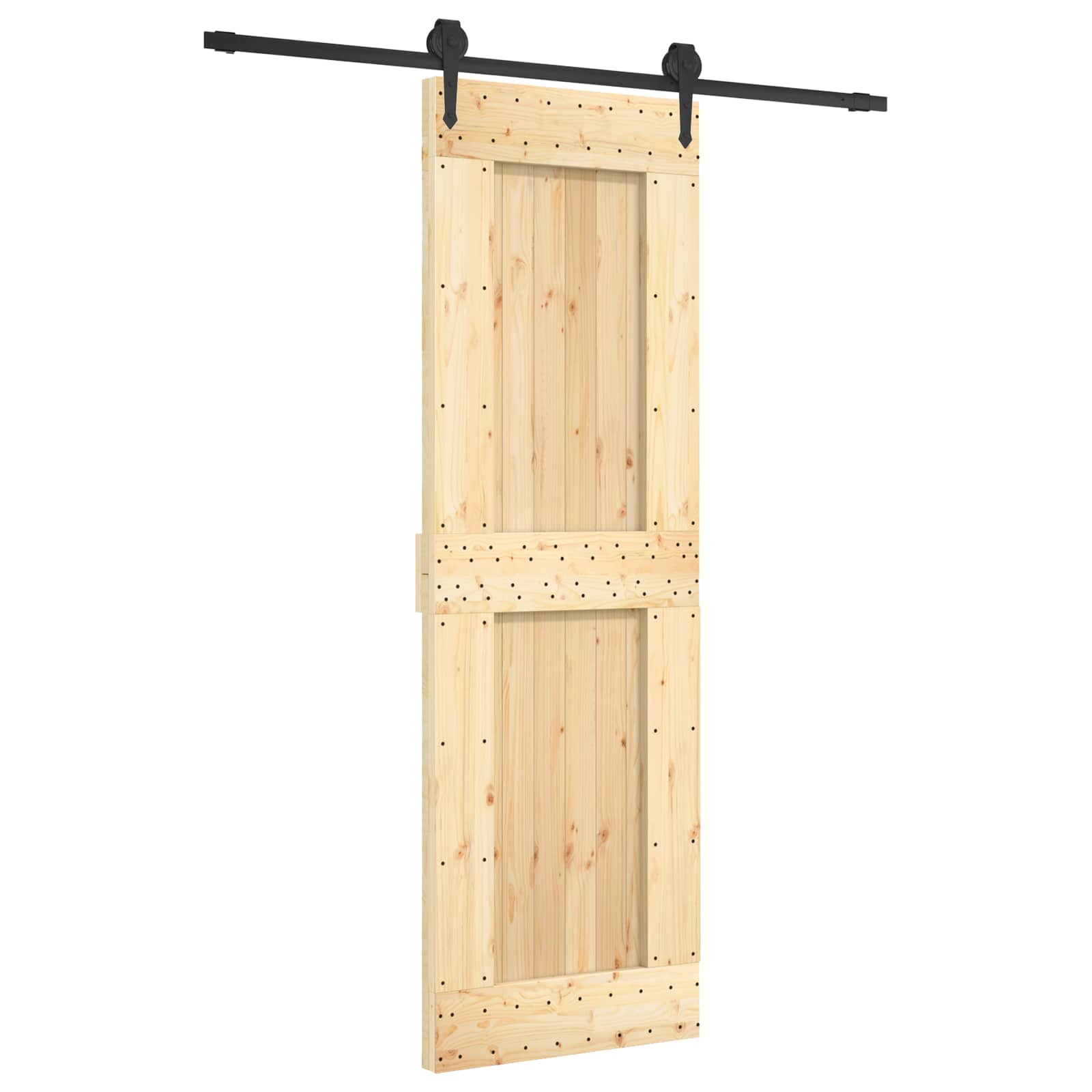 Vidaxl Braun Schiebetür Natürlich Und Schwarz 70 X 210 Cm Massivkiefer