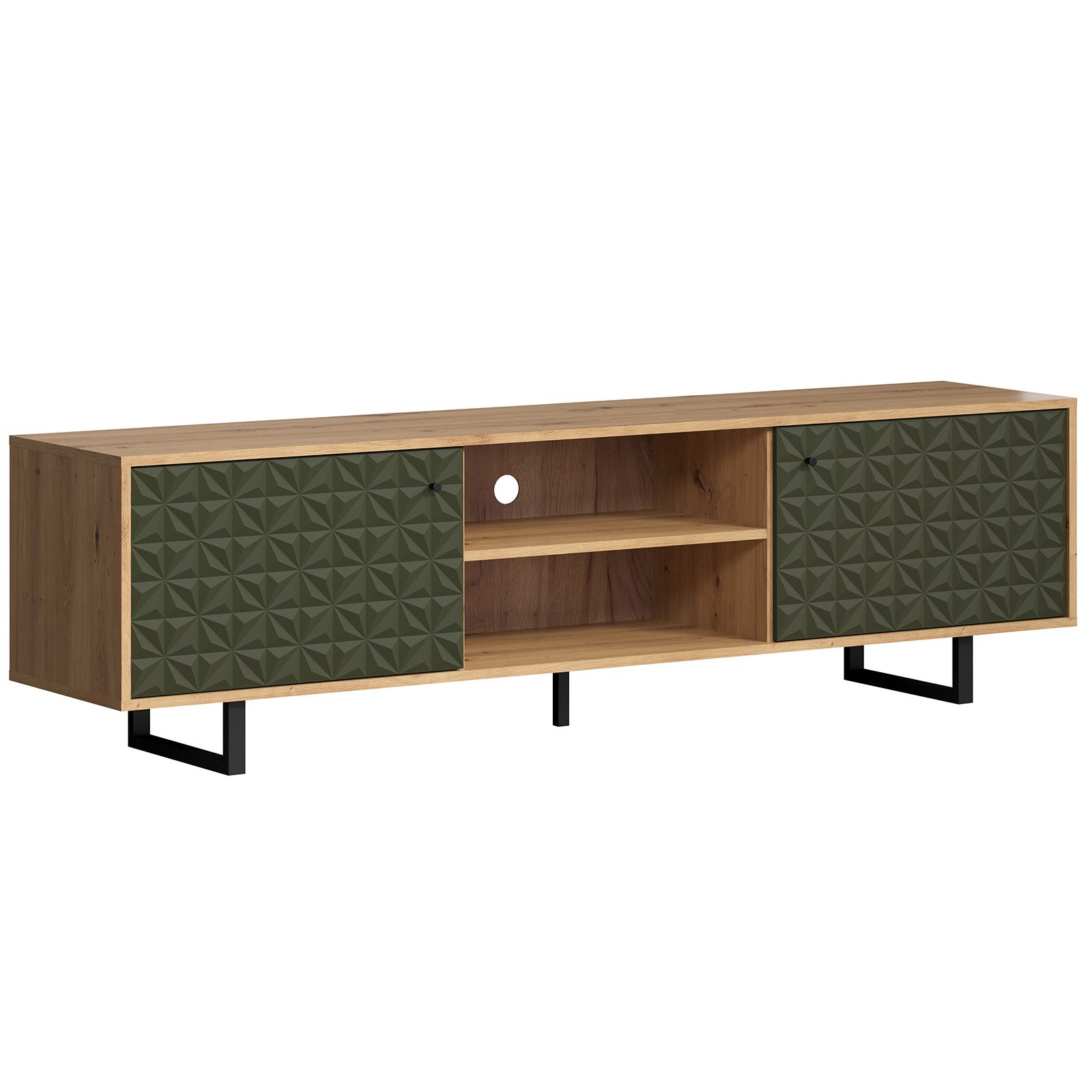 Trendteam - Sentra Tv Tisch Grün, Eiche Dekor.