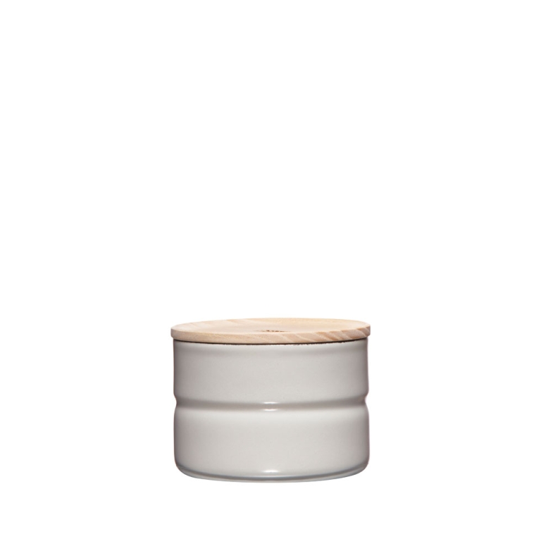 RIESS Boîte de conservation - Boîte de rangement en émail avec couvercle en bois de frêne Truehomewear 6cm 230ml gris