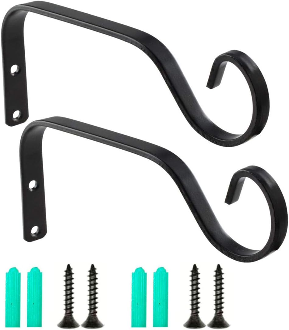 Crochets muraux noirs pour suspension, supports pour paniers, mangeoires à oiseaux, plantes et lanternes, lot de 2