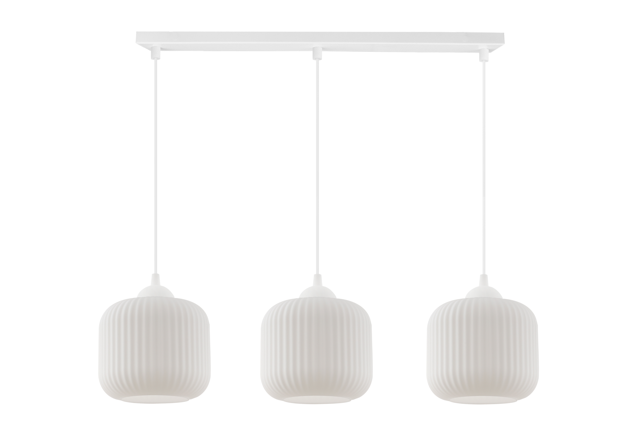 Suspension Moderne Blanche 3 Lampes – Abat-jour Cylindrique En