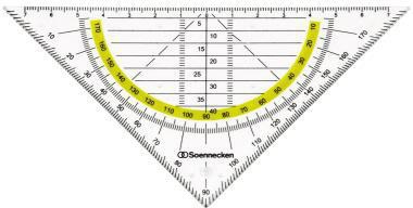 Soennecken - Geometriedreieck 16cm Mit Farbig Hinterlegten Winkelgraden Doppelseitig Ohne Griff Kunststoff Transparent