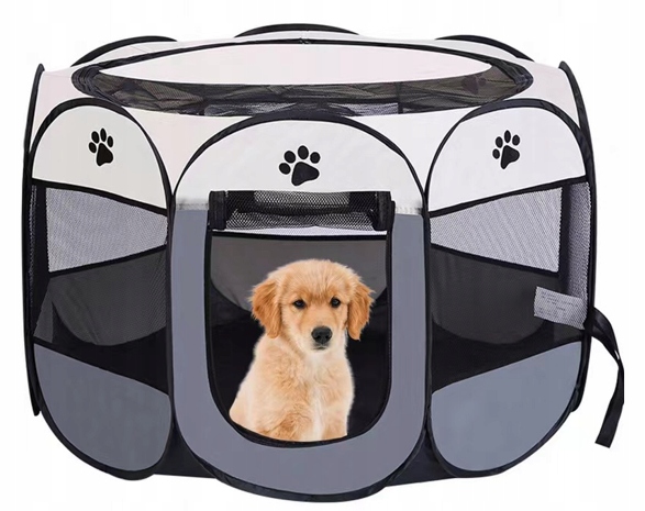 Springos Faltbarer Käfig Für Hunde Und Katzen, 73 Cm, Für Das Zuhause, Beige-grau.