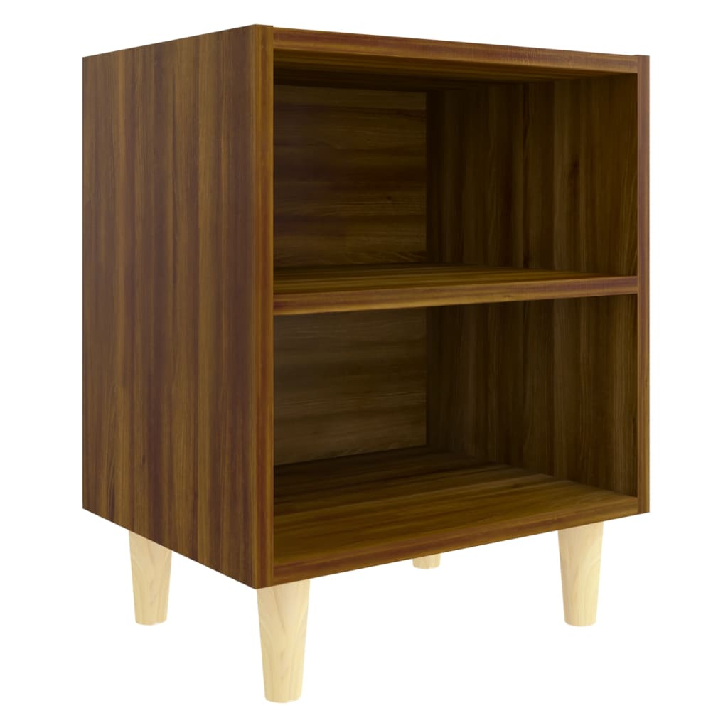 Nachttisch Mit Massivholz-beinen Braun Eichen-optik 40x30x50 Cm Vidaxl