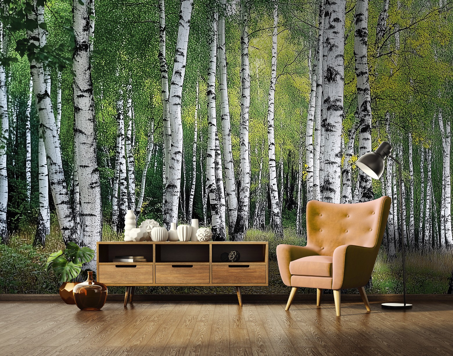 Wallarena Vlies Fototapete Birken Wald 150x105 Cm, Tapeten, Für Wohn Und Schlafzimmer, Vliestapete Wandtapete Tapete 3d Effekt- Inkl. Kleister - Birkenwald