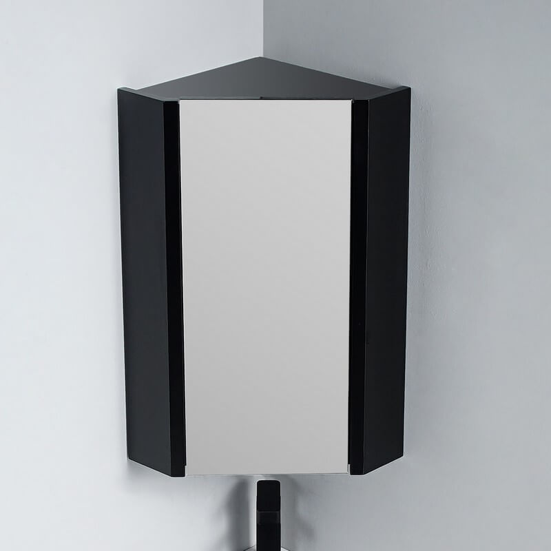Meuble Miroir D'Angle De Salle De Bain - Noir - 31x31 Cm - Dark