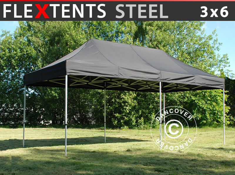 Dancover Carpa Plegable Flextents Steel 3x6m Negro