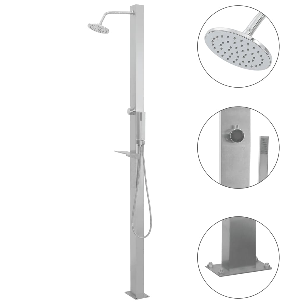 vidaXL Ducha de Exterior de Acero Inoxidable Recta