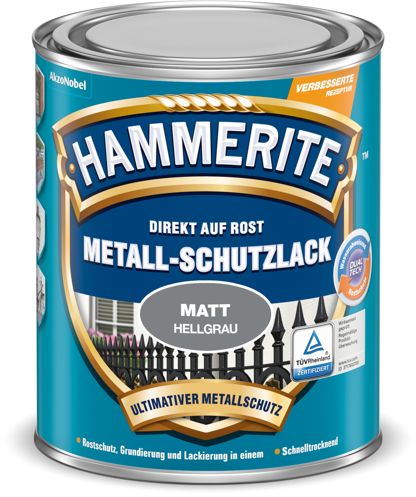Hammerite Metallschutzlack Matt, Hellgrau, 750 Ml