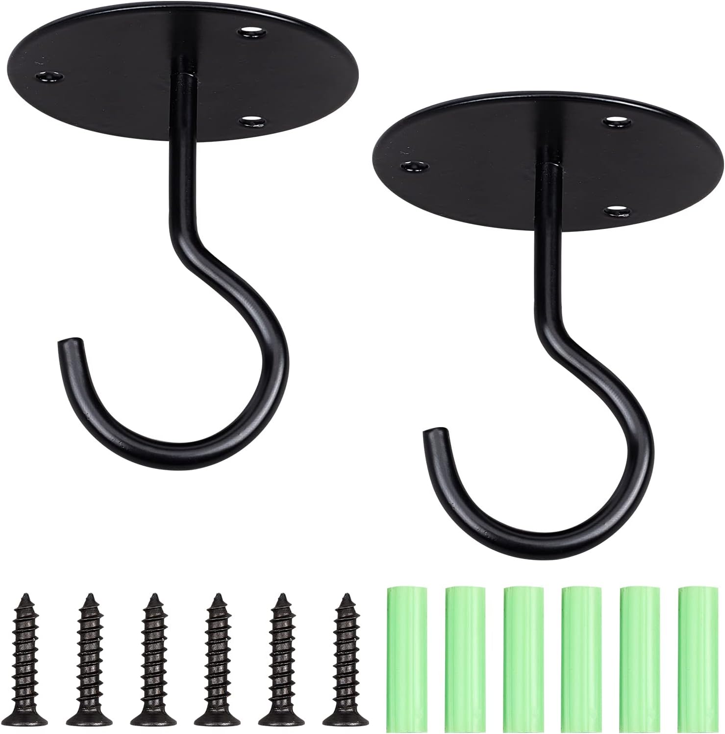 Crochets adhésifs pour moustiquaire de plafond, lit superposé et lit à baldaquin, alliage noir, lot de 2 ensembles
