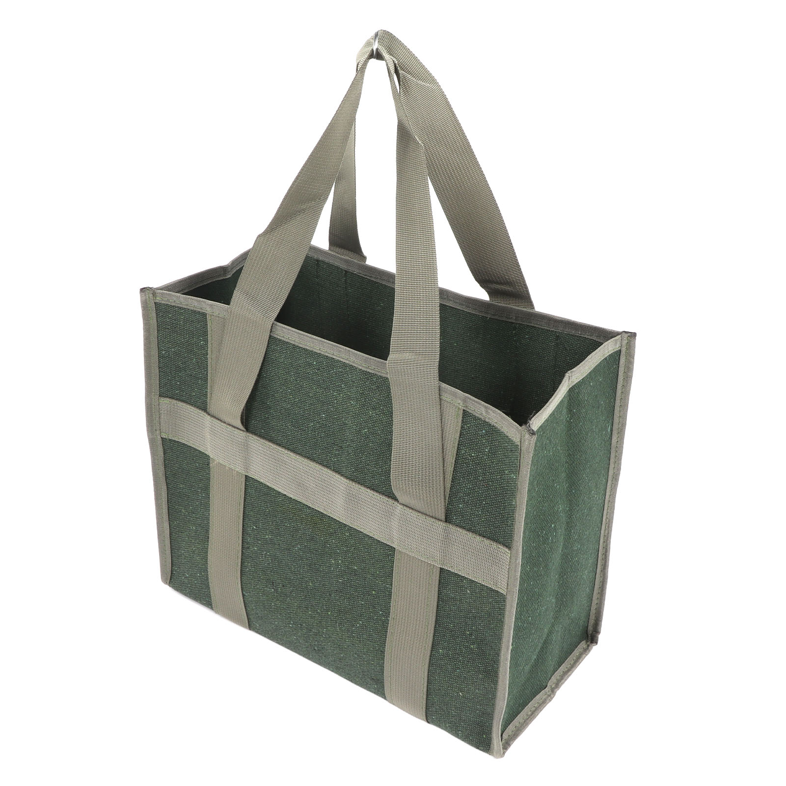 Sac à outils à large ouverture en toile vert olive, 35 x 29 x 17 cm