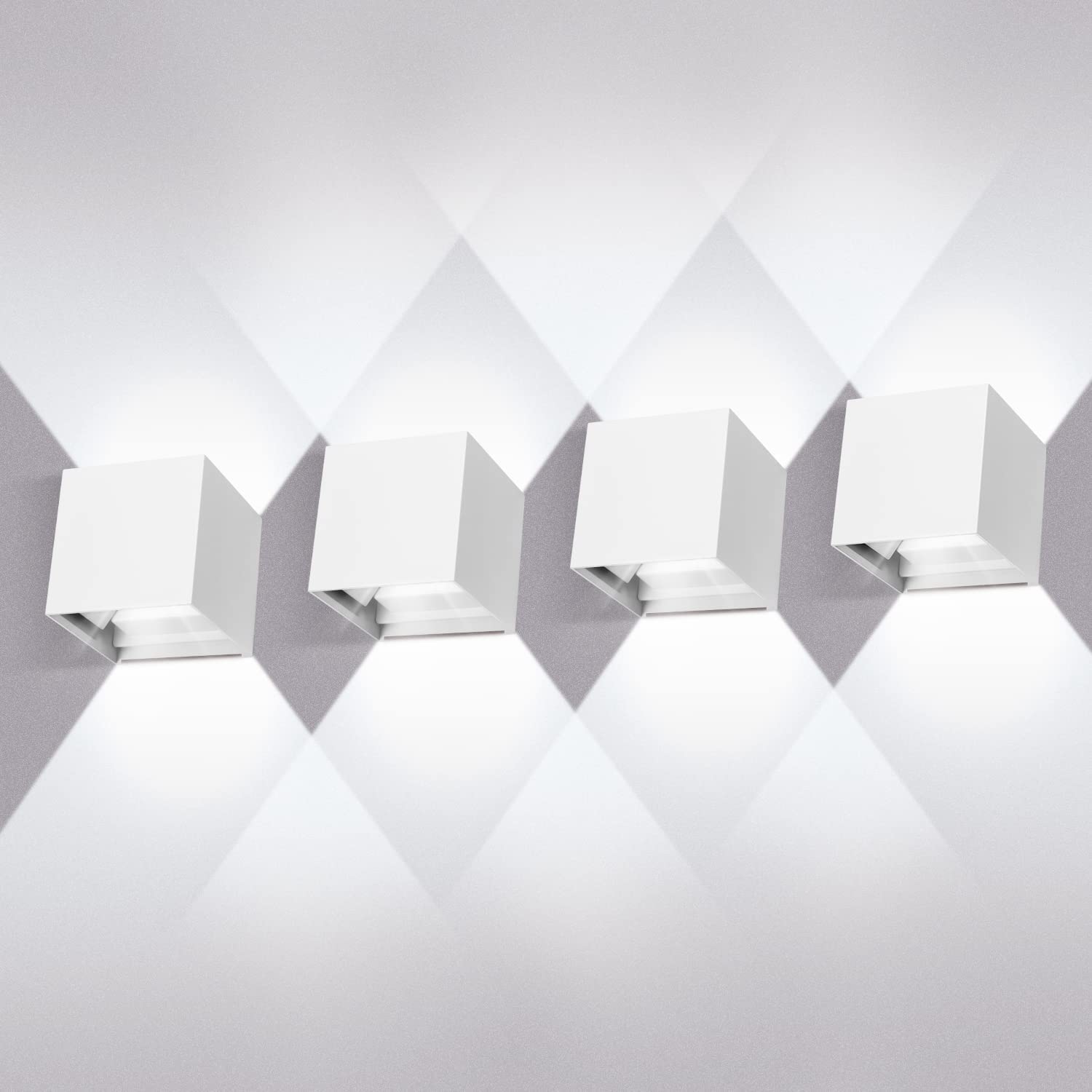 4 Pièces Appliques Murales 12w Angle De Faisceau Réglable Étanche Ip65 Éclairage Mural Extérieur Naturel 6500k Applique Murale