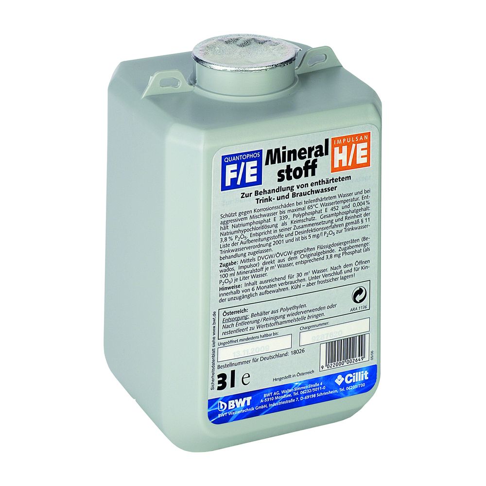 Bwt - Quantophos Mineralstoff Fe/F2, 3L Für Bewados E 3 18026E Nach Weichwasseranlage