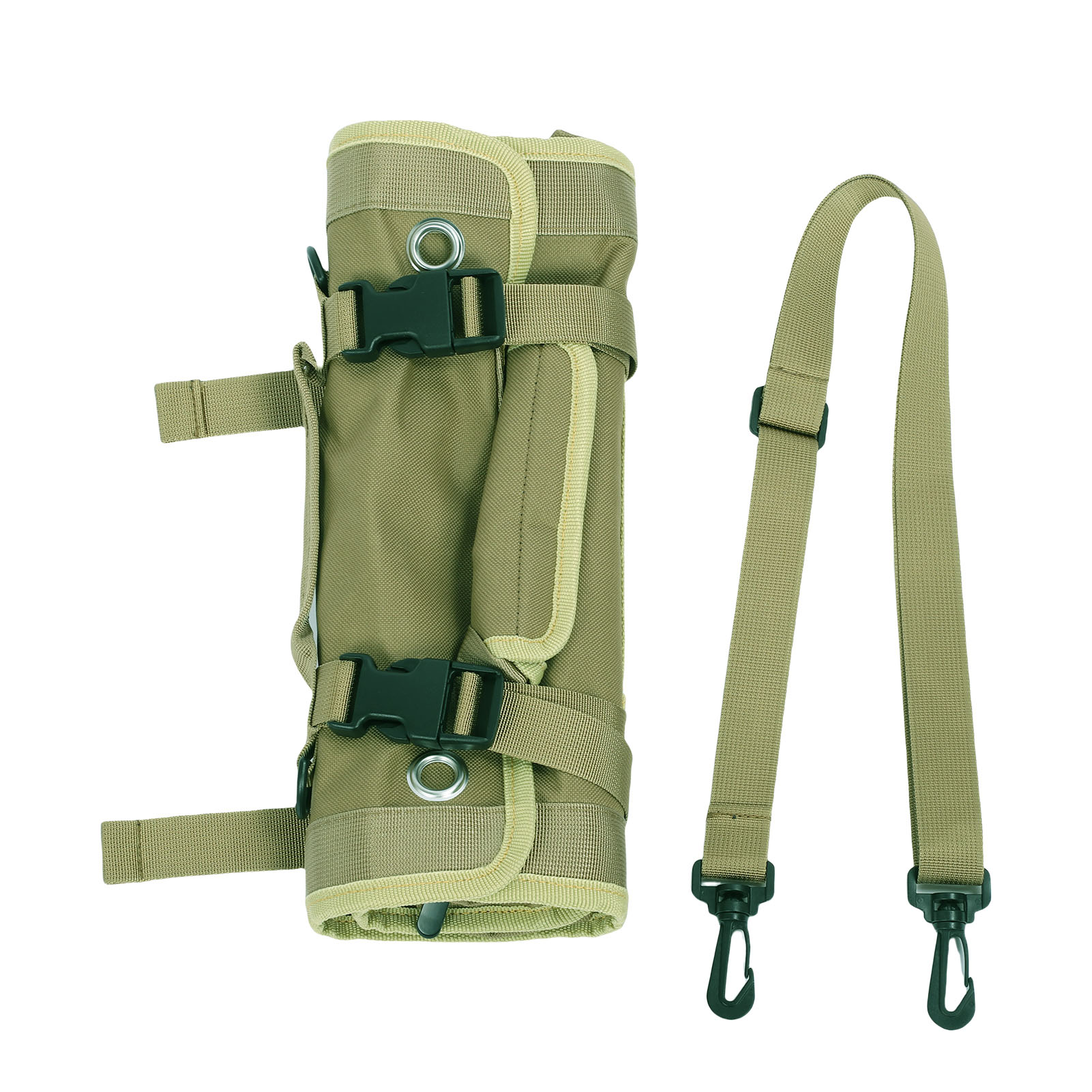 Sac à outils enroulable en tissu Oxford 600D, 6 poches, bandoulière, vert