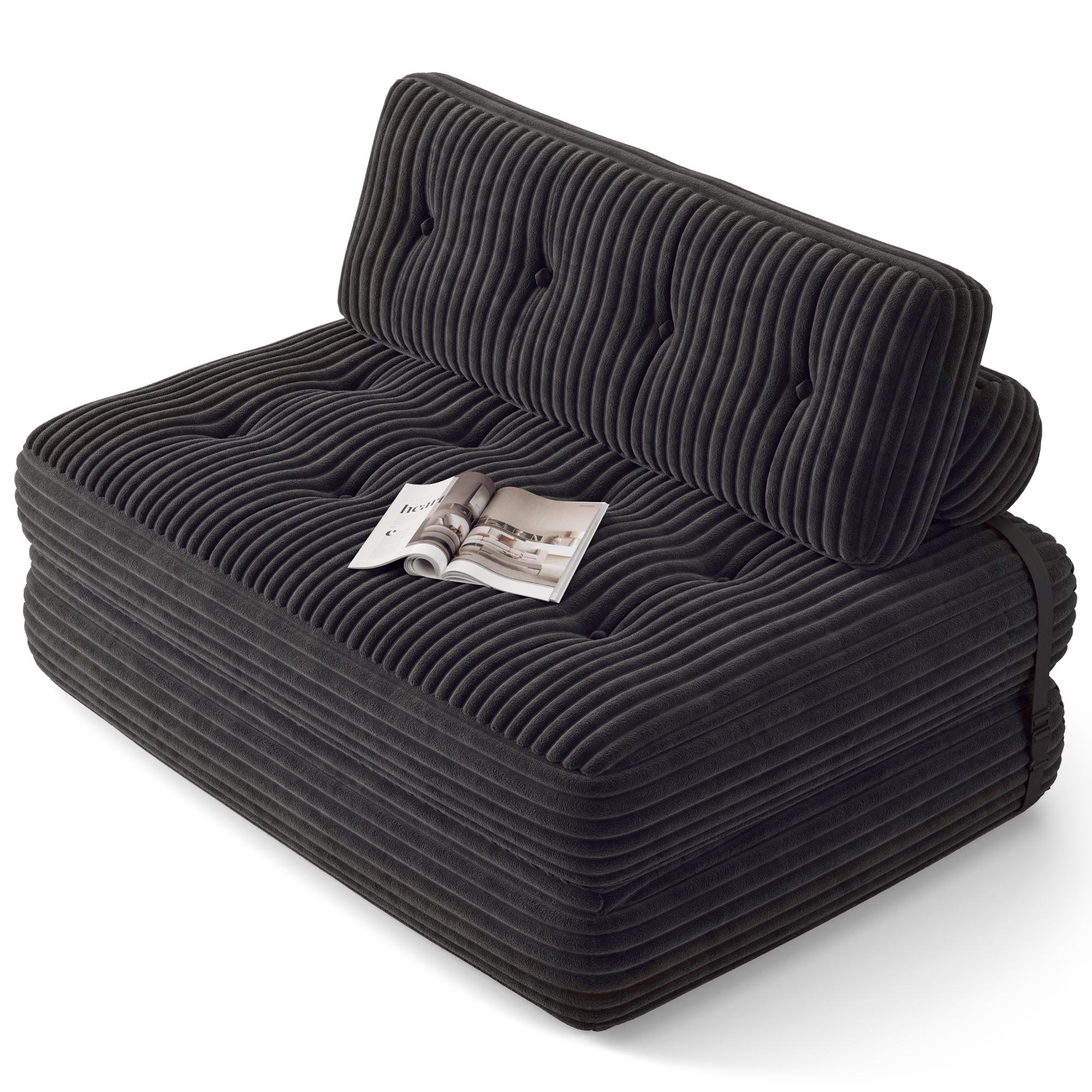 Canapé Convertible Bealife Fauteuil Lit 2 Place Avec Dossier Sans Installation Velours Côtelé Longue Coussin Gris Foncé 130 X 90 Cm