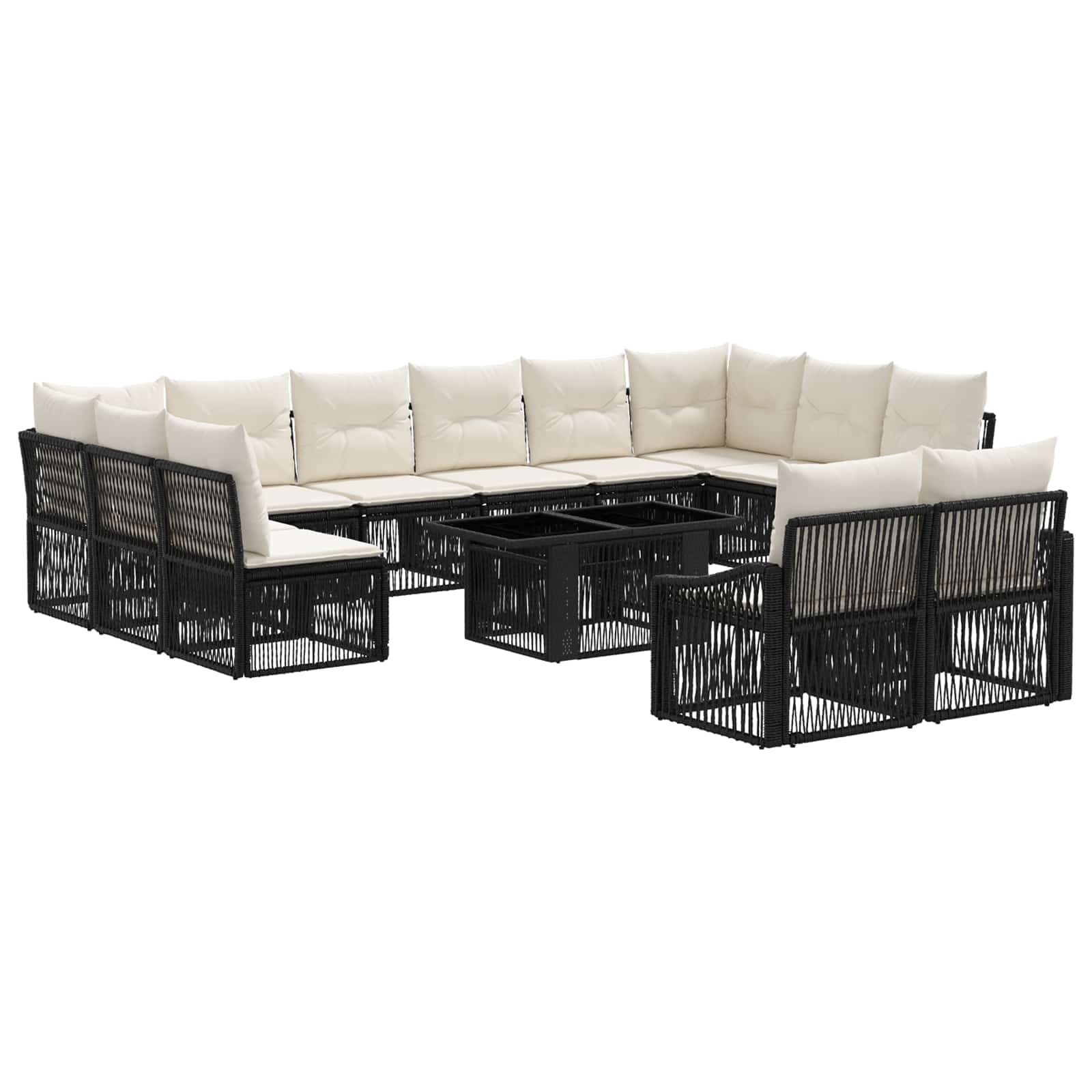 Vidaxl Schwarz Gartensofa-Set 13 Stk. Und Cremeweiß Poly-Rattan