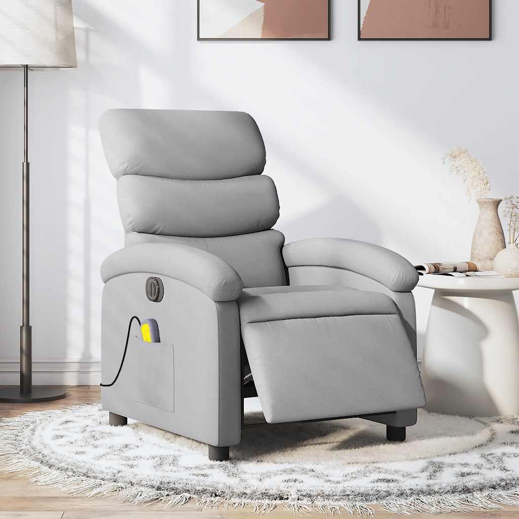 vidaXL Fauteuil de massage, relaxation électrique réglable tissu gris clair