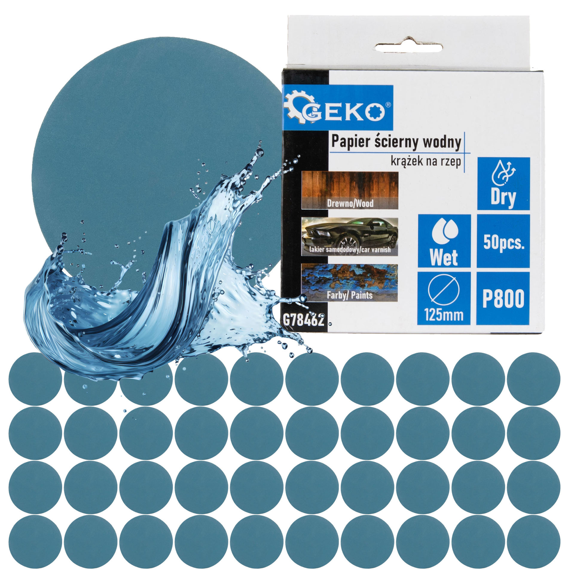 Import Schleifscheibe Geko P800 Wasserdicht Haken Und Schlaufe 125 Mm