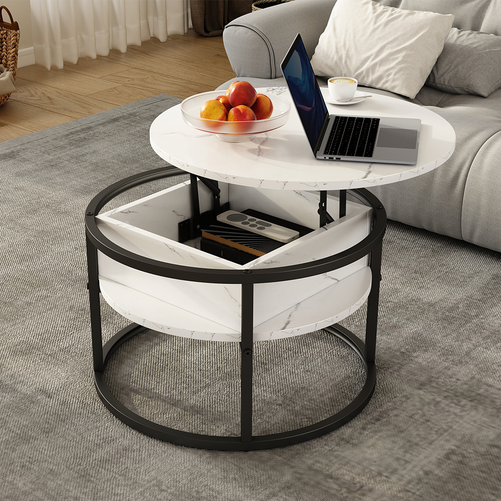 Table Basse Marlo, Marbre Blanc, 57x57cm, Vicco