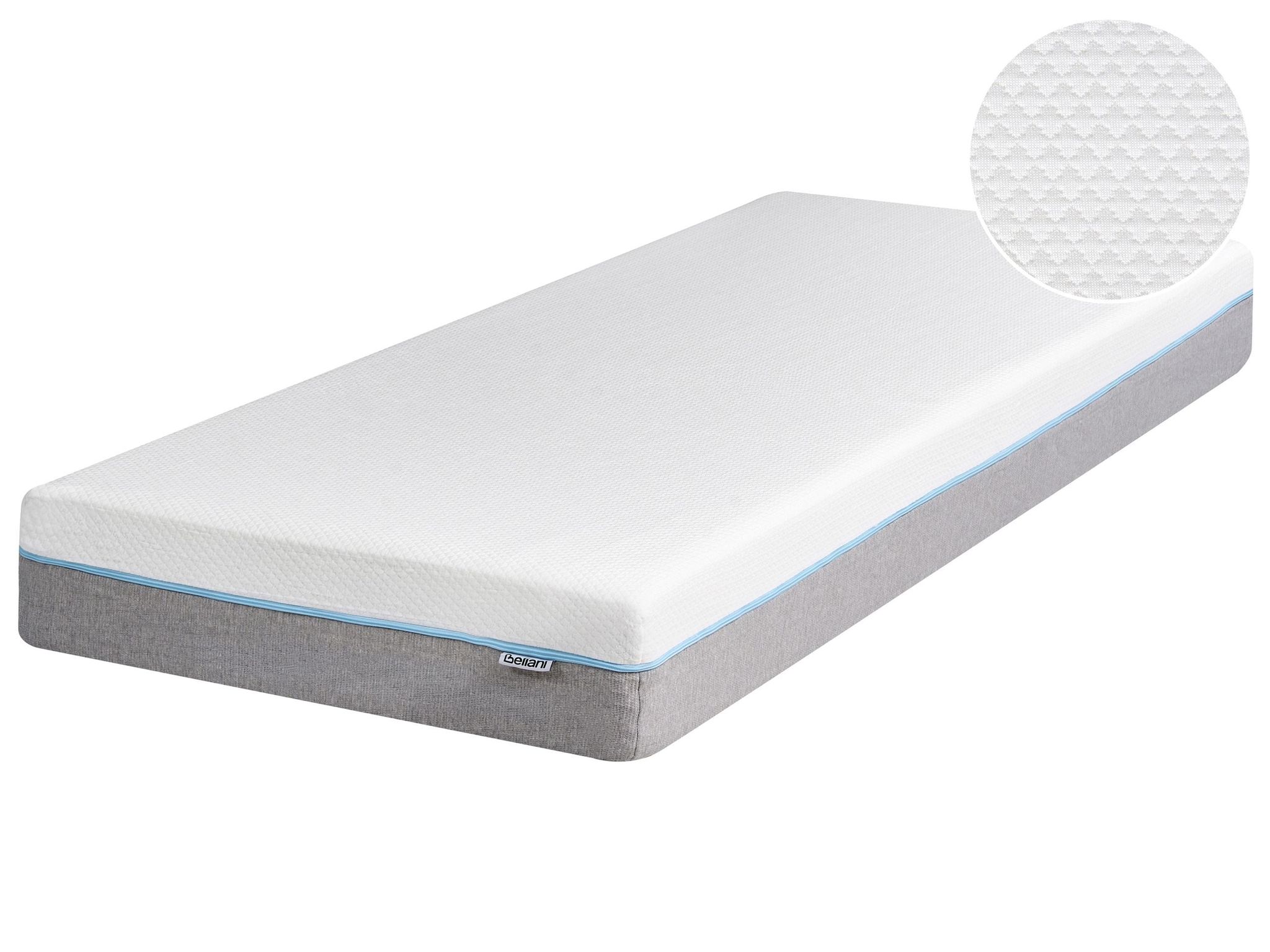 Beliani - Eu Small Single Hard Mattress 2ft6 White Grey Foam Filling Polyester Cover Glee