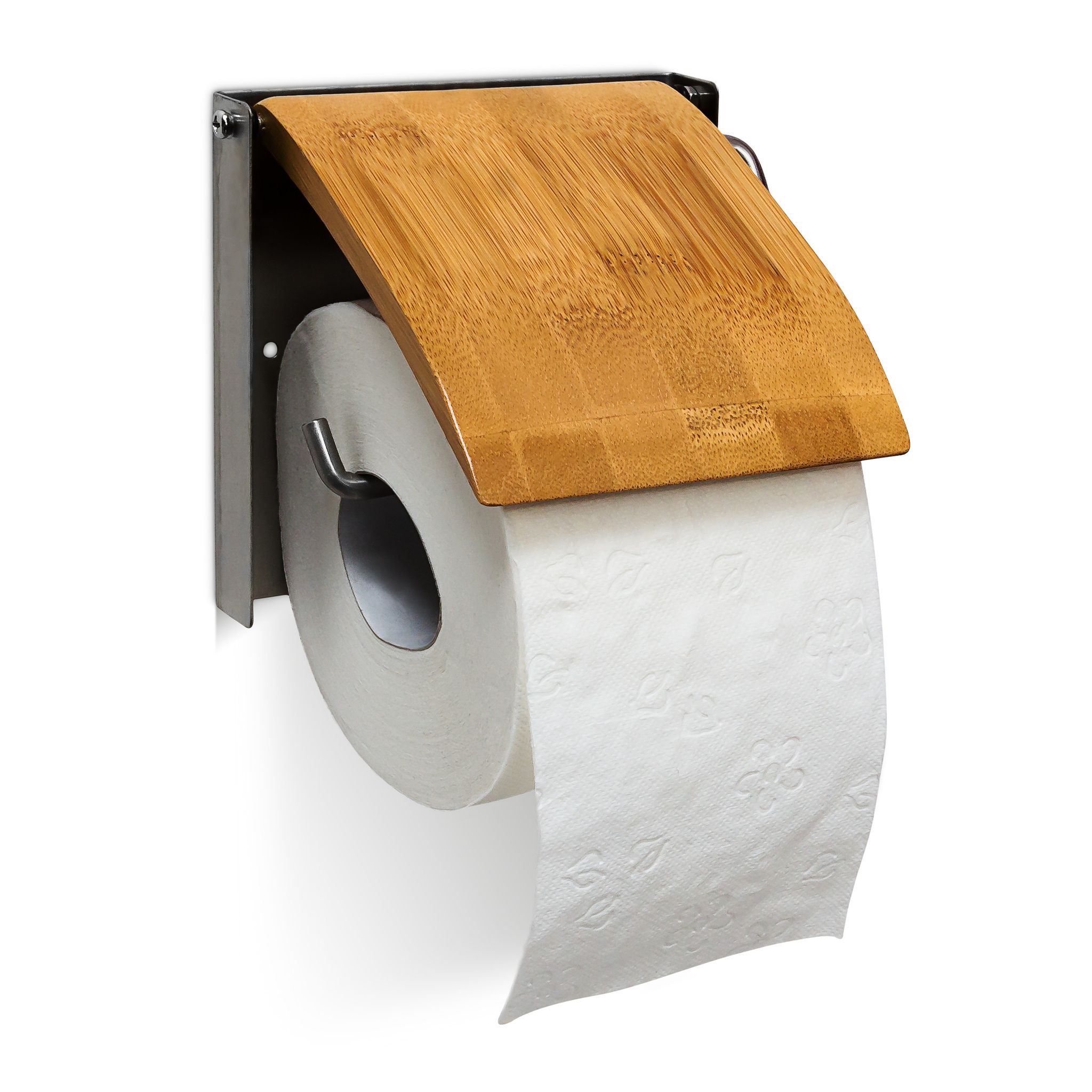 Porta Rotolo In Bambù, Porta Carta Igienica Da Parete, Portarotolo Da Muro, Legno, Colore Naturale - Relaxdays